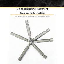 6 Chrome Vanadium Steel Screwdriver Heads, Sandblasted To Prevent Rusting; Paired With A Magnetizer, It Can Increase The Magnetic Force Of The Batch Head And Eliminate It. The Product Needs To Be Used With A Screwdriver Handle With A 1/4-Inch Hexagonal Socket