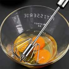 1pc Stainless Steel Semi-Automatic Mixer, Convenient For Mixing With A Hand Push Egg Beater,Kitchen Gadgets Suitable For Baking And Cooking - Multicolor - View 2