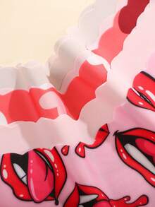 7pcs/Pack Women's Sexy & Comfortable Floral Print Seamless Panty Sets With Wave Hem, Pink Tones - 彩色 - 查看 5