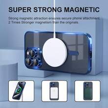 Magnetic For 15,14,13,12,11 Case With MagSafe Never Yellowing Drop Protection Full Camera Lens Protector Plating Soft Clear Phone Case For Men, Boys, Women Girls - Vàng - Xem 11