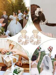 10pcs Silk Hair Scrunchies Hair Accessories - Silk Hair Hoops, Suitable For Bachelorette Party Favors, Wedding Hair Accessories (Non-Damaging Design, Romantic Gift Box Filler, Suitable For Bridal Party, DIY Bridal Souvenirs), Bachelorette Party Favors, Wedding Party Supplies, Birthday Party, Graduation Season - Champagne - View 5