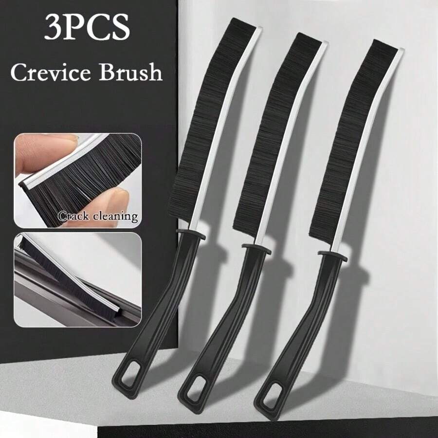 Hard Bristle Crevice Cleaning Brush, Small Cleaning Brushes, Grout Cleaner Brush, Toilet Brush, Scrub Brush For Shower Tile, Cleaning Tools For Household Use, Bathroom, Kitchen, Tools For Men - Black - View 1