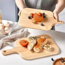 1pc Beechwood Cutting Board - Wooden Kitchen Chopping Board, Stylish Long Handle, Solid Wood, For Meat, Cheese, Bread, Vegetables & Fruit - Charcuterie Cheese Board, Perfect For Gourmet Slicing & Displays, Essential For Modern Country Kitchen