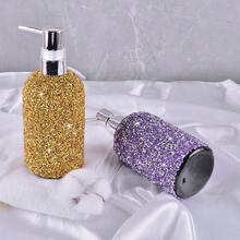 1 Peça Garrafa Dispensadora de Plástico com Bomba Decorada com Strass de 500ml para Gel de Banho, Shampoo, Loção, Garrafa Vazia Recarregável - Multicolorido - Visão 7