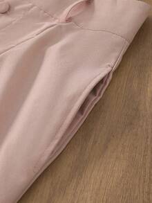 女士粉色休闲直筒裤搭配白色高领连体衣套装，适合办公室和花园穿着，春夏款 - 粉紅色和白色 - 查看 5