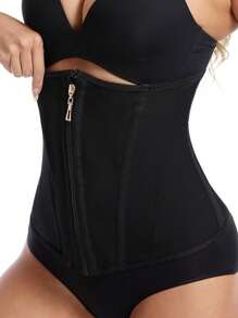 1 pieza Entrenador de cintura para mujer, Cinturón moldeador negro, Banda de compresión para cintura y cadera, Faja postparto, Simple y minimalista, Accesorios de gimnasio con panel de malla para fajas reductoras del vientre, Fajas lumbares para corsé reductor de vientre