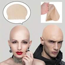 1 件万圣节 DIY 绘画涂鸦乳胶假光头假发，角色扮演僧侣光头逼真角色扮演化妆派对道具