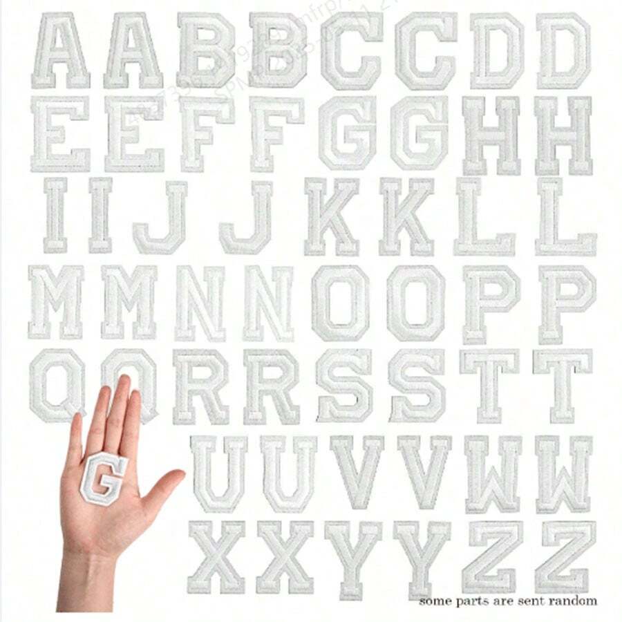 52 miếng vá chữ cái ủi Miếng vá chữ cái ủi Miếng vá chữ cái ủi A-Z Miếng vá ứng dụng chữ cái ủi chuyển cho áo phông, Miếng vá thêu, Miếng vá chữ cái ủi chữ cái cho quần áo - trắng - Xem 1