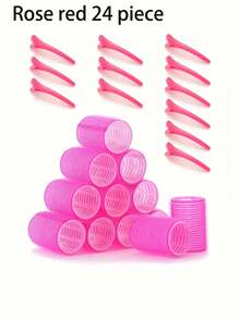 24 个自粘式卷发器套装，配有折叠梳子和发夹 - 沙龙级卷发器，适合中短发，打造美丽的波浪和卷发。, 返校、旅行度假必需品、女士发饰