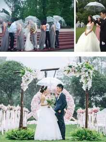 1/5/8pcs Vintage Style Transparent Bride Umbrella - Waterproof Wedding Photography Props, Suitable For Outdoor Ceremonies, Bridal Showers And Rainy Days | Ideal Bridesmaid Gift And Boho Wedding Accessory Summer Cooling, Beach, Travel, Spring Summer Picks, Brides Maid Gifts, Room, Bedroom Decor, Bedroom Decor, Beach, Travel, For Men, For Women, Vacation,Cute Stuff - White - View 12