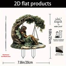 2D flache mystische Garten Elfen Dekoration Gießkanne Pflanze, Acryl, Vintage Stil, ohne Batterie, bodenstehende Außen-Gartendekoration mit üppigem Grün & Elfenlicht, perfekt als Geschenk zu Thanksgiving und Feiertagen, Gartendekoration | Vintage Elfen Design | detaillierte Handwerkskunst, Gartendekoration