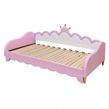 Twin Extending Daybed With LED Lights, Modern Upholstered Princess Daybed With Crown Headboard,Pink-1287 - Multicolor - View 8