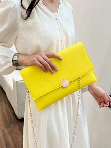 时尚小号设计师信封包，复古风格女士钱包，今年流行 - 黃色 - 查看 5