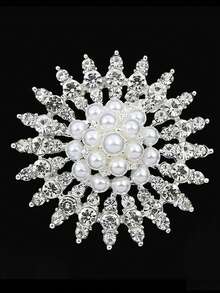 1 件时尚个性化水晶和珍珠装饰胸针