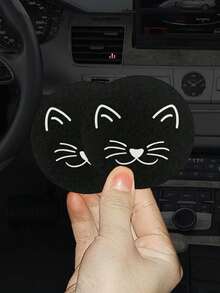 猫咪杯垫 汽车杯架杯垫，手指凹槽，方便取下，汽车内饰配件杯垫，杯垫垫子 汽车杯垫 - 黑與白 - 查看 14