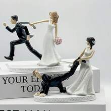 复古法式婚礼小雕像 - 浪漫新娘和新郎树脂雕塑，非常适合婚礼礼物、周年纪念和家居装饰，优雅的黑白设计，适合圣诞节和感恩节