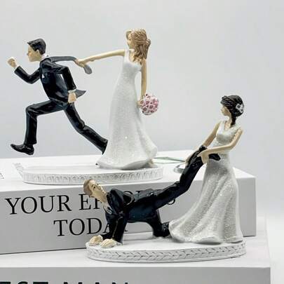 Vintage französische Hochzeitsfiguren - romantische Braut- und Bräutigam-Harzskulpturen, perfekt als Hochzeitsgeschenke, Jahrestags- und Heimdekoration, elegantes Schwarz-Weiß-Design, für Weihnachten und Erntedankfest