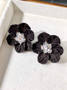 2 件/1 对复古波西米亚风格大花朵/莲花耳钉女士耳环