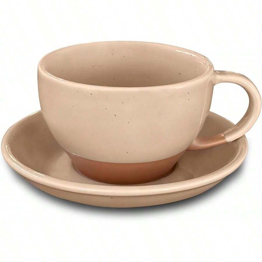 Mora Ceramic Latte Art Mug With Saucer - 10.5 Oz, Round Bottom Pours - Cafe Cups Cappuccino, Espresso, Coffee, Tea Etc - Porcelain Set Baristas, Great - Chai Latte - Chai Latte - 查看 1