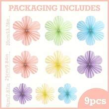 9 件套折纸扇子挂饰套装，生日派对、橱窗展示、婚礼、新娘礼物、情人节、纸扇装饰套装、开幕式、告白装饰、新年派对、狂欢节的花朵装饰套装 - 查看 7