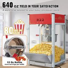 Popcorn Maker, 1440W Popcorn Popper Machine, 12 Oz Kettle Makes 80 Cups Per Batch, Countertop Popcorn Maker With Tempered Glass, 3 Stainless Steel Scoops, Movie Theater Style, Red - US A Type Plug(110-127V) - View 3