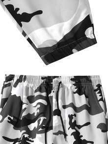 Men's Camo Casual Pants, Lightweight Drawstring Utility Cargo Pants, Emo, 2000s Style, Fall - Grey - View 4