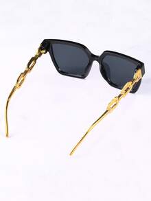 1 Pair Fashion Large Square Frame With Colored Lenses, Suitable For Beach And Party Occasions, Elegant Design - Multicolor - View 5