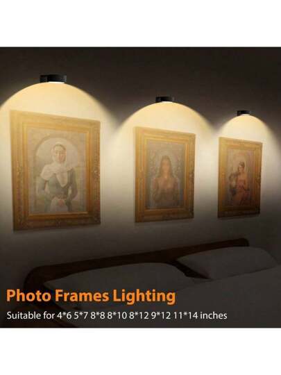 Battery Powered LED Wand Lights Remote Control, Dimmable Temperature Timer, Cordless Sconce Lighting Gallery, Staircase, Hallway, Bedroom Frame (Batteries Not Included) view 3