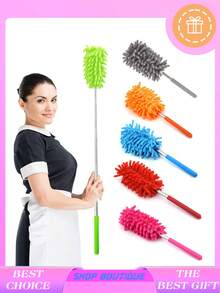 1pc Microfiber Duster For Cleaning, Hand Washable Dusters, Extendable Pole, Detachable Cleaning Brush Tool For Office, Car, Window, Furniture, Ceiling Fan - Multicolor - View 1