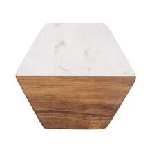 大理石隔热杯垫，玫瑰木拼装，圆形、方形、六角形，欧式奢华咖啡杯垫，适用于咖啡杯、茶杯、各种杯子，适合居家、咖啡厅、餐厅 - 彩色 - 查看 15