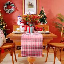 1 Peça Trilho de Mesa Xadrez Vermelho de Natal, Xadrez Vermelho e Branco Clássico, Adequado para Mesa de Jantar, Armários, Prateleiras, Capa Protetora, para Festas, Comemorações, Casamentos, Ano Novo, Decorações de Natal e Ação de Graças