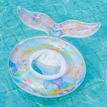 1pc Kids Mermaid Tail Inflatable Swimming Ring, Sea Themed Sit In Pool Float, Summer Water Fun - Blue - View 1