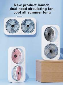 Nuevo ventilador de escritorio multifuncional de doble cabezal USB, accesorio de enfriamiento para oficina y dormitorio, larga duración de la batería, alta potencia de viento, recargable de 1800mAh
