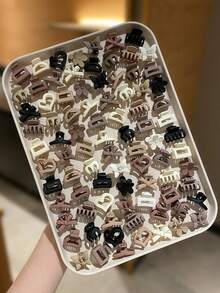 10/20/30/50pcs Random Assorted Mini Hair Clips, Minimalist & Cute Style, Women Hair Accessories, Small Hair Clips, Suitable For Summer, Fits Various Hairstyles, Casual Daily And Outdoor Wear, School Supplies, Autumn Accessory Set, Hair Decor Fall Winter Flower Claw Clip Bows For Vacation Outfits Woman - Multicolor - View 7