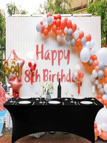 1/2pcs Black High Stretch Tablecloth + 6pcs Chair Cover Set, 4FT/6FT/8FT Polyester & Spandex Material Tablecloth, All-Season Tablecloth Covers, Full-Cover Chair Covers, PU Leather Chair Covers With Tie-Back, Suitable For Home, Indoor, Outdoor, Picnic And Camping, Fits All Holidays And Special Occasions