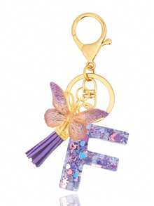 1pc Purple Keychain, Christmas Keychain, Women's Style, Letter Keychain With Tassel, Can Be Hung On Keys, Wallet, Handbag, Backpack, Holiday Christmas Gift, Home Decor - Purple - View 22