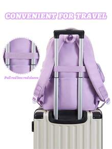 2Pcs/Set Large - Capacity Girls' Backpack With Teddy Bear Print & Portable Handbag, Coin Purse. Student Backpack Fits 15.6 - Inch Laptop, Multi - Functional Pockets. Ideal For Outdoor Travel, Back - To - School, School Trips & Daily Use