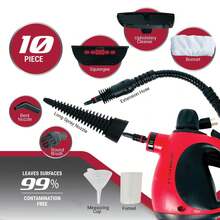 Deep Cleaning Pressurized Handheld Steamer Tool, 1200 Watts, 10 Pieces - Red - View 2