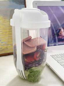 1 件早餐外卖杯、酸奶外卖杯、带叉子的麦片杯、隔夜燕麦容器、可重复使用的便携式酸奶零食容器、水果蔬菜零食杯、早餐 - 厨房小工具和返校用品 - 白色 - 查看 4