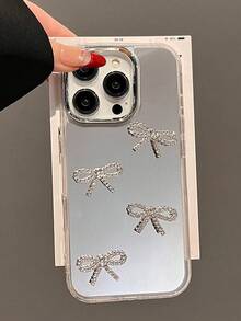 奢华樱桃镜面水钻手机壳，兼容 16/15/14/13/12/11 Pro Max/17/17 Pro/17 Pro Max，镜头保护防震后盖 - 蝴蝶結 - 查看 3