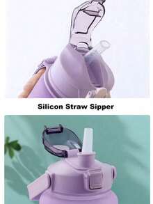 1 件 2L 或 750ml 或 300ml 大容量渐变 PC 水瓶，运动健身便携式吸管杯，适合居家和旅行户外使用 - 彩色 - 查看 3