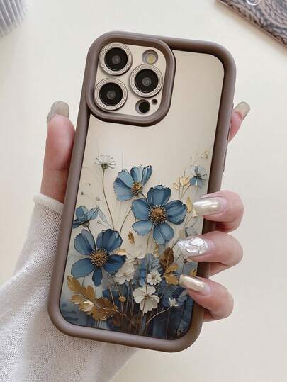 1 Ốp lưng điện thoại bảo vệ lỗ camera dày họa tiết hoa màu nước màu nâu cà phê tương thích với iPhone 11 Pro Max/12 Pro Max/13 Pro Max/14 Pro Max/15 Pro Max/16 Plus/16 Pro Max/16E, Galaxy A55/A15/S24 Ultra, S25 Ultra, Redmi, OPPO/Realme, VIVO, Infinix, Honor, One Plus Chống nước, Chống sốc, Chống rơi, Chống trầy xước