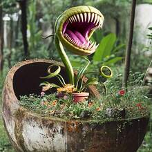 1件装 2D 平面 3mm 厚亚克力异想天开食肉植物花园摆件 - 亚克力户外装饰，适用于室内盆栽、盆景、庭院和草坪 - 可爱的食肉植物设计，是家居和花园装饰、生日场合的理想之选 - 彩色 - 查看 2