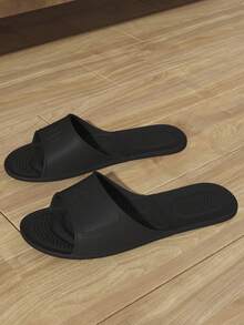 Unisex Spring To Summer Soft Bottom Comfortable Indoor Slippers, Suitable For Bedroom, Living Room, Wooden Floor, Home, Bathroom, Foldable Travel Lightweight Quick-Drying Slippers - Black - View 4