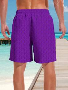 Men's 3D Hawaii Beach Shorts - Purple - View 2