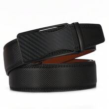 Automatic Buckle Ratchet Belt For Men Black/Blue Carbon Fiber Pattern Belts Male Leather Men Waist Strap Formal Luxury Brands High Quality 3.5cm - 080 - View 8