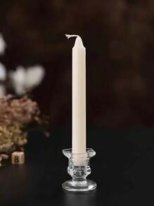 6 件玻璃透明烛台，天然水晶设计烛台，适用于家庭餐桌装饰、蜡烛中心装饰、晚餐蜡烛、客厅、卧室、房间装饰、厨房、办公室装饰、礼品