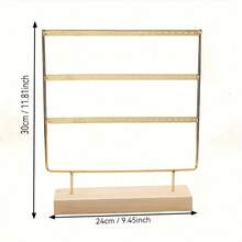 Iron & Wood Jewelry Display Stand For Earrings, Ear Studs, Necklaces, Rings, Pendants For Women Storage Organizer Travel Essentials Back To School Dormitory Storage Fall Decor - Multicolor - View 14
