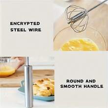 1pc Stainless Steel Semi-Automatic Mixer, Convenient For Mixing With A Hand Push Egg Beater,Kitchen Gadgets Suitable For Baking And Cooking - Multicolor - View 5
