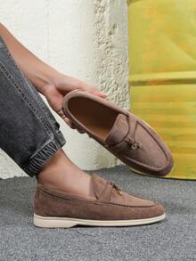 Herrloafers med rund tå, ny vår-/sommarkollektion 2025, mångsidiga skor för affärs-/formella skor, brittisk stil, platta, ventilerande, mjuk botten, handgjorda, plusstorlek 43-46 (liten i storleken, beställ en halv storlek större) - Kaffebrun - Visa 6